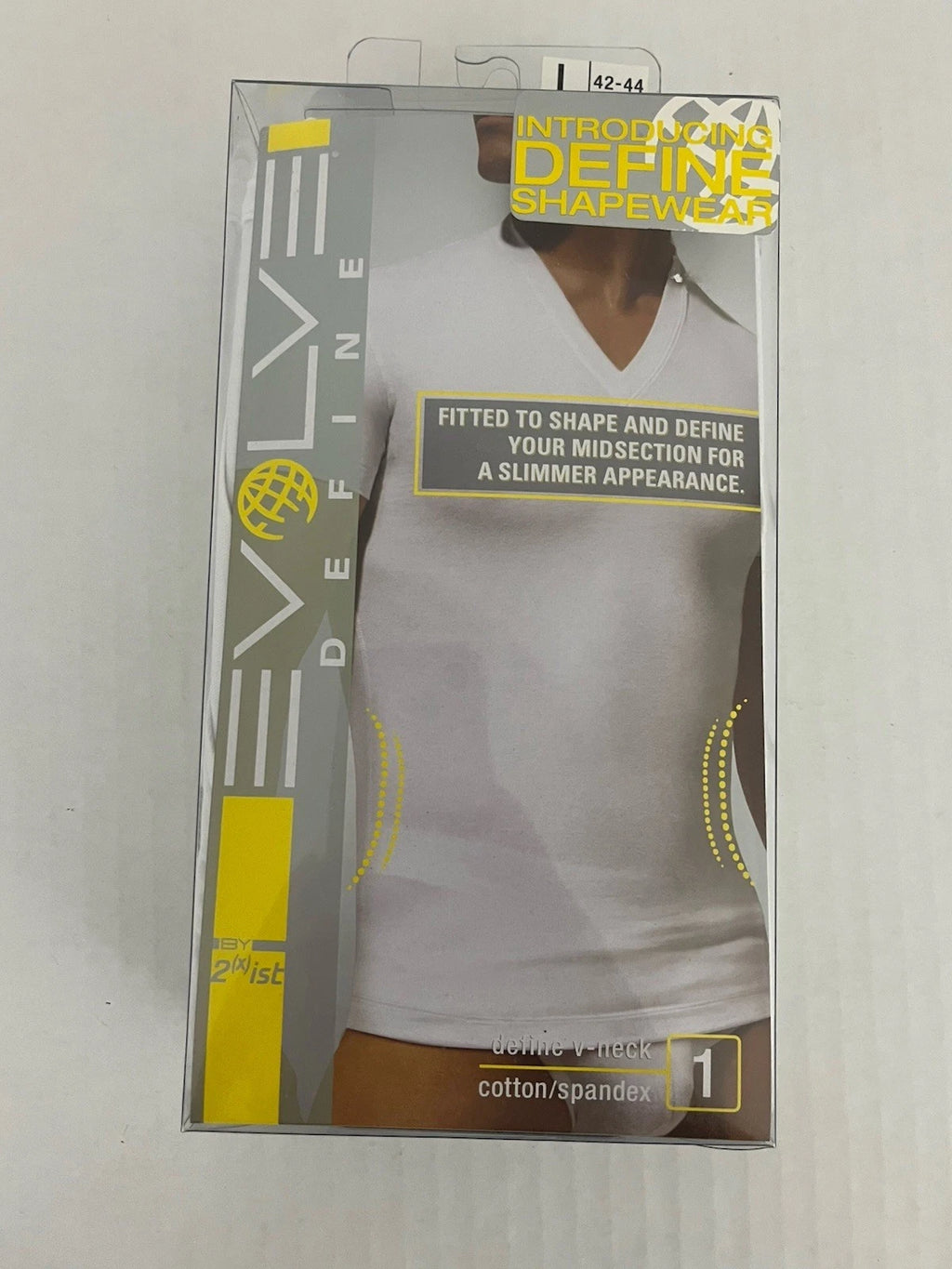 Evolve Define Shapewear V-Neck Tee T-shirt Men's L 42-44 White NEW