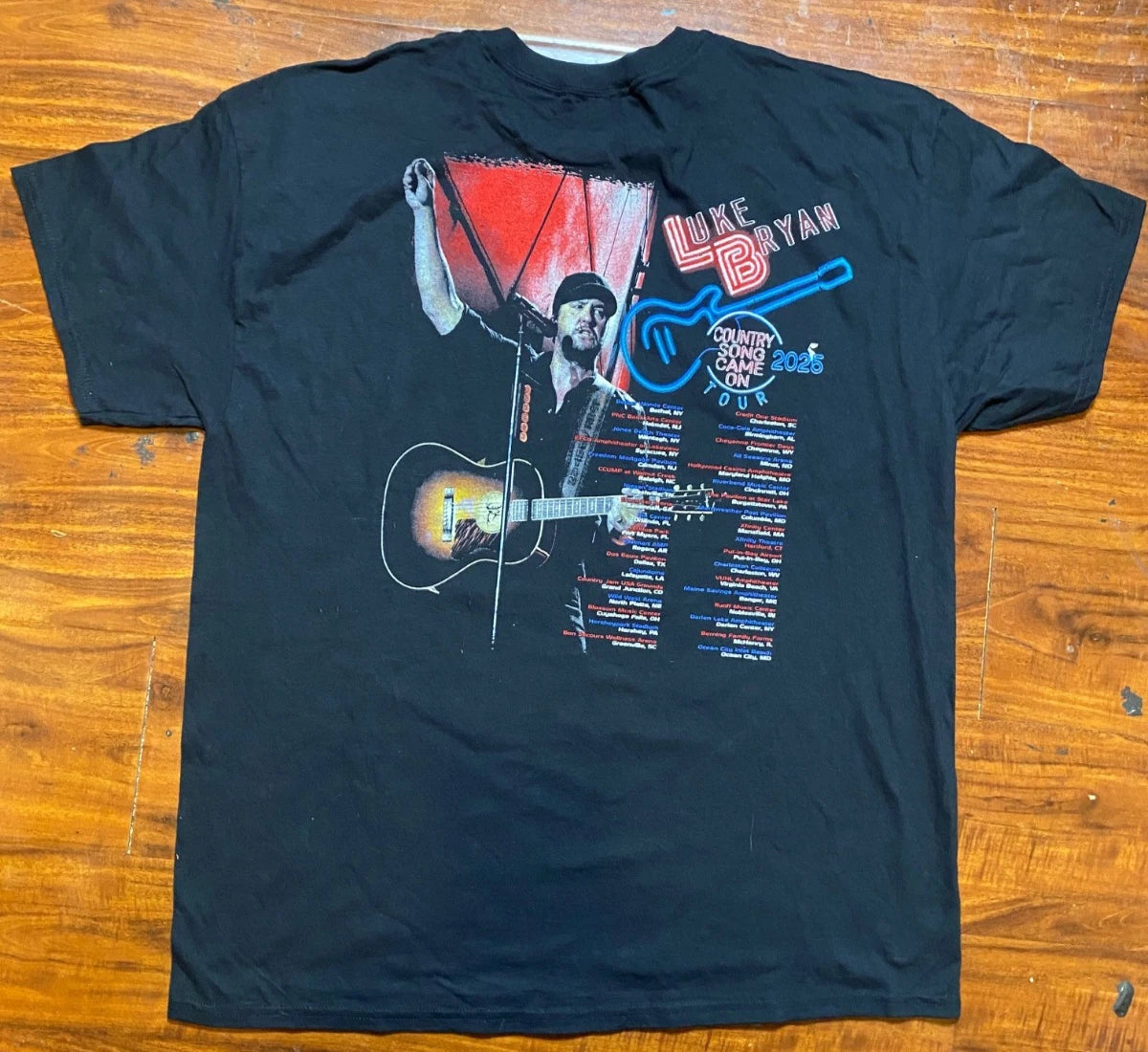Luke Bryan "Country Song Came On Tour 2025" Double Sided Concert Tee SZ XL-NWOT