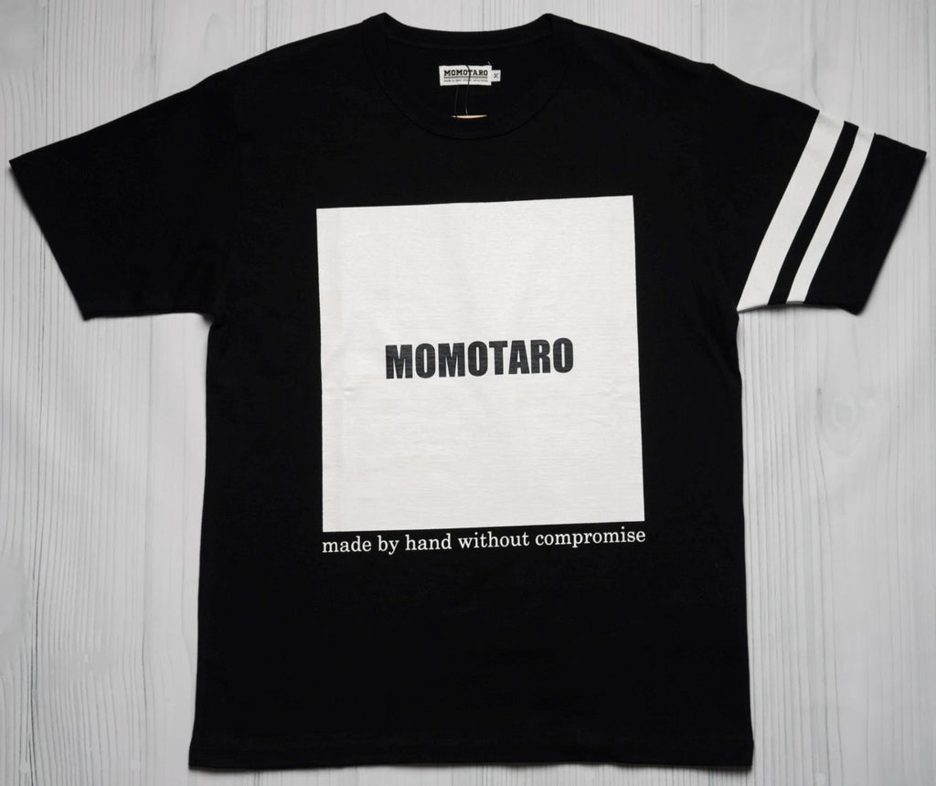 Momotaro $90 NWT Momotaro Black White Cotton Box Logo T-Shirt 07-135 L