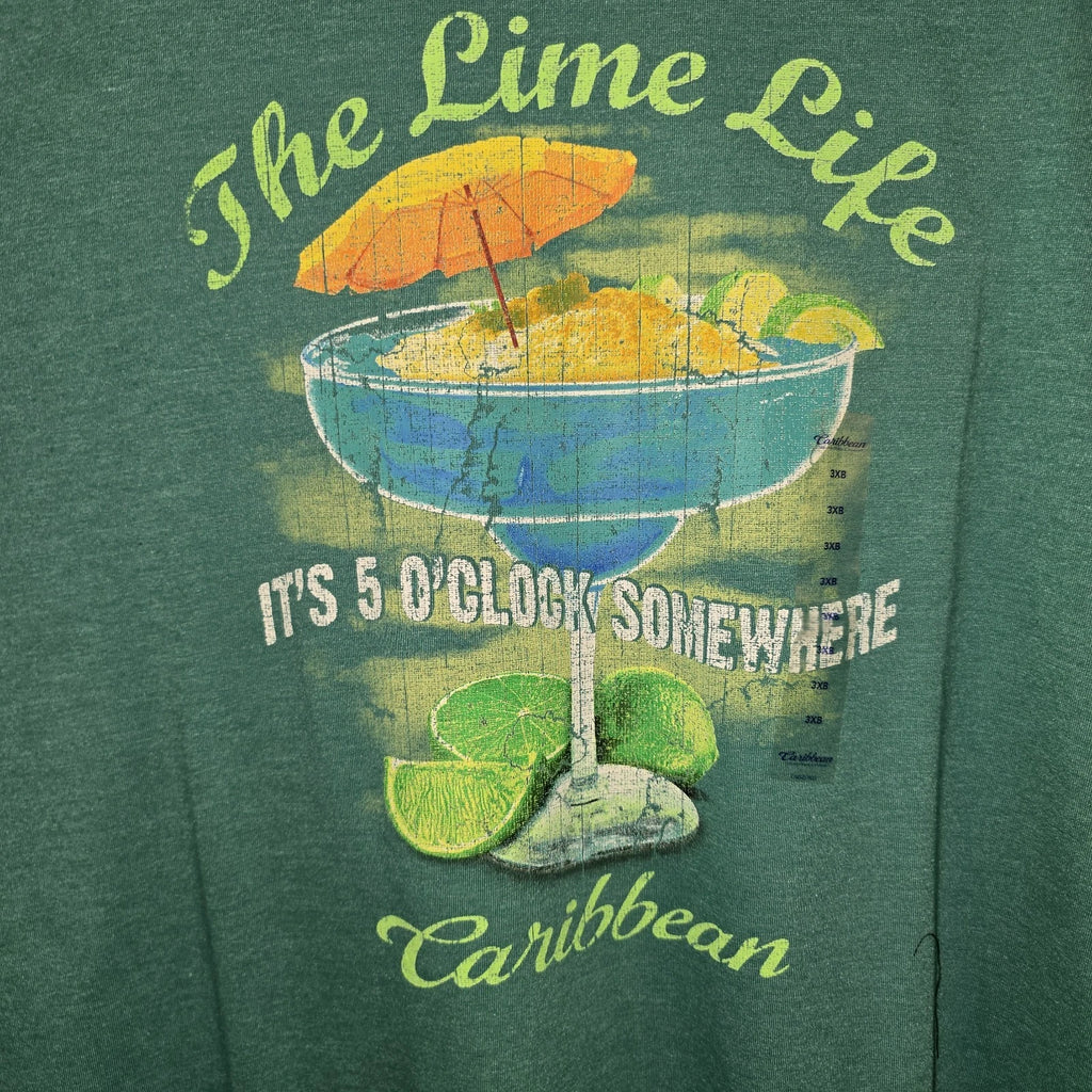 NEW Caribbean Mens Short Sleeve T Shirt Size 3XB The Lime Life it's 5 O'Clock