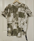 damati jeans Men streetwear tie dye green white  ripped cotton T-shirt size L