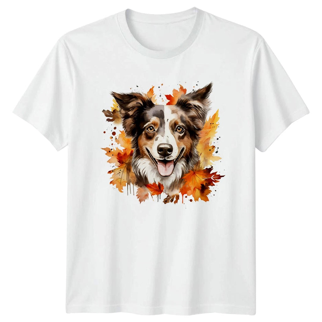 Cute Fall Dog Watercolor Clipart T-Shirt Aussie Dog Gift For Him And Her