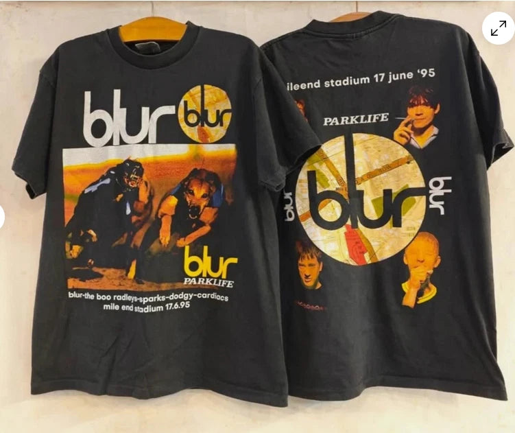 Blur rock band tour tee black color 2 side shirt reprint