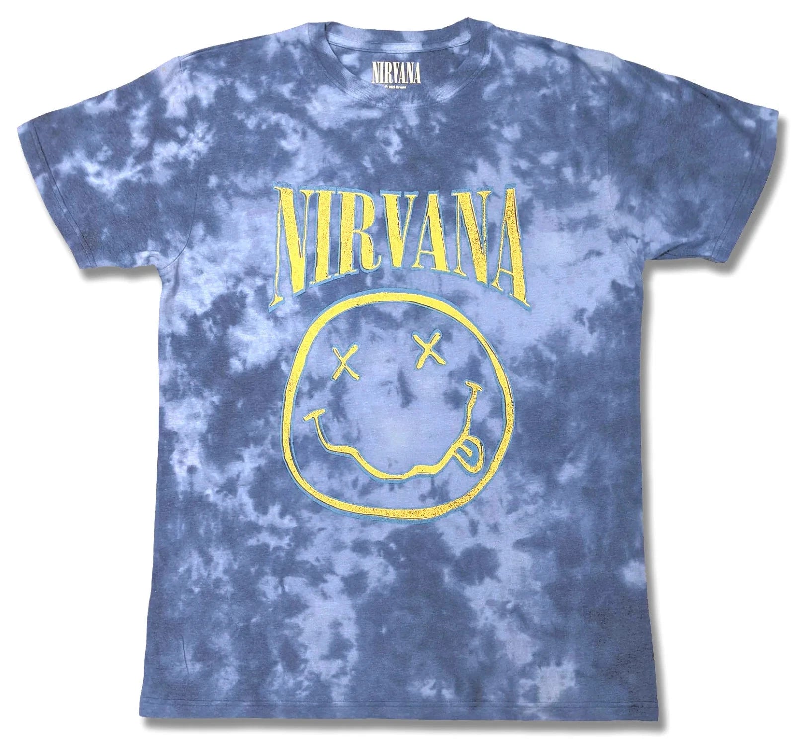 Official Nirvana T Shirt Happy Face Blue Smile Band Logo Tie Dye New S M L XL XX