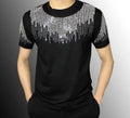 New Men Luxury Diamond Rhinestones Fashion T-Shirt High Quality 4 Colors