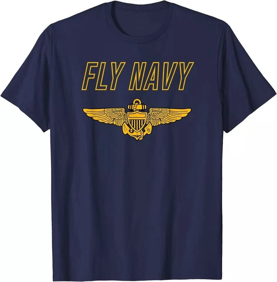 Fly Navy Shirt Classic Naval Officer Pilot Wings Tee T-Shirt