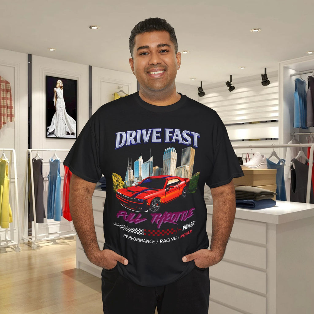 Sunset City Muscle Car Racing Graphic T-Shirt Retro Street Style