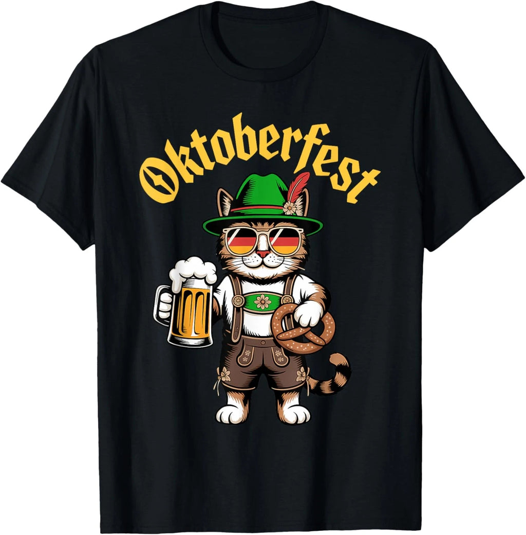 Funny Oktoberfest Cute Cat Pretzel Beer Party Unisex T-Shirt