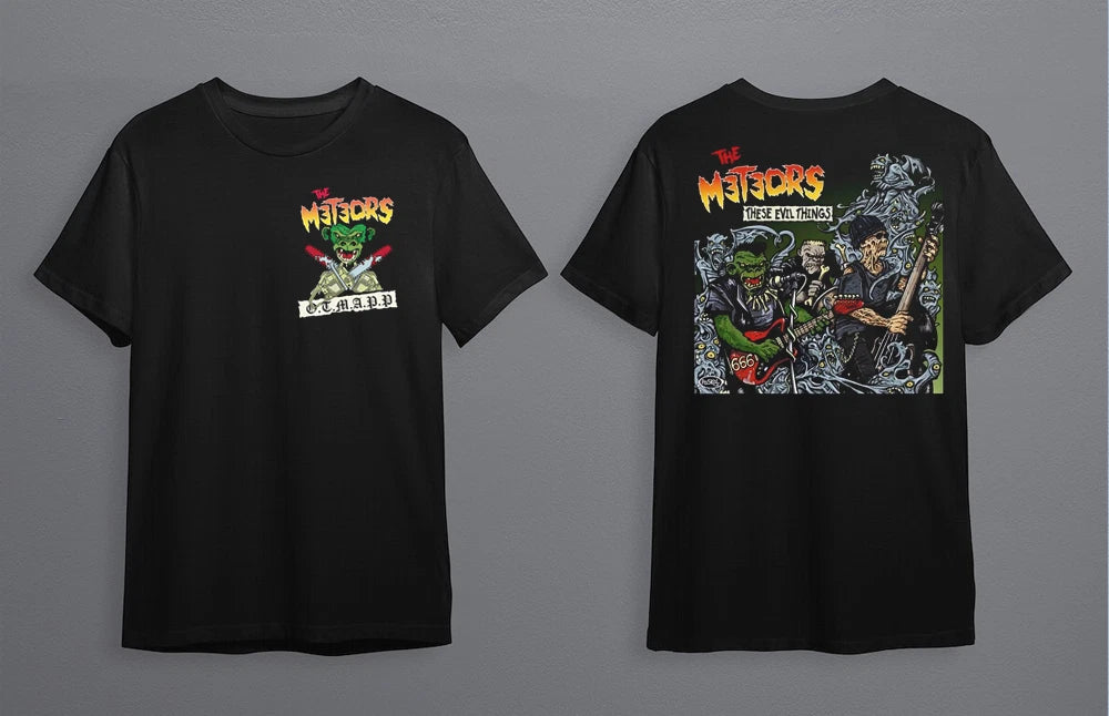 NEW The Meteors band T-shirt black 2 SIDES Unisex All Sizes 2F387