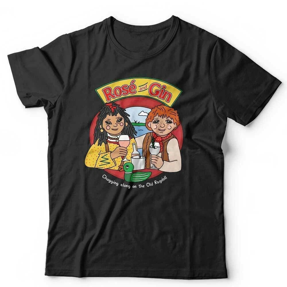 Rose And Gin Tshirt Unisex - Funny 90's Cartoon Drinking Wine Parody Humour