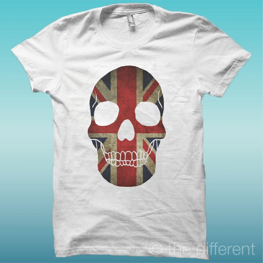 T-Shirt Skull Great Britain White The Happiness Is Have My T-Shirt New