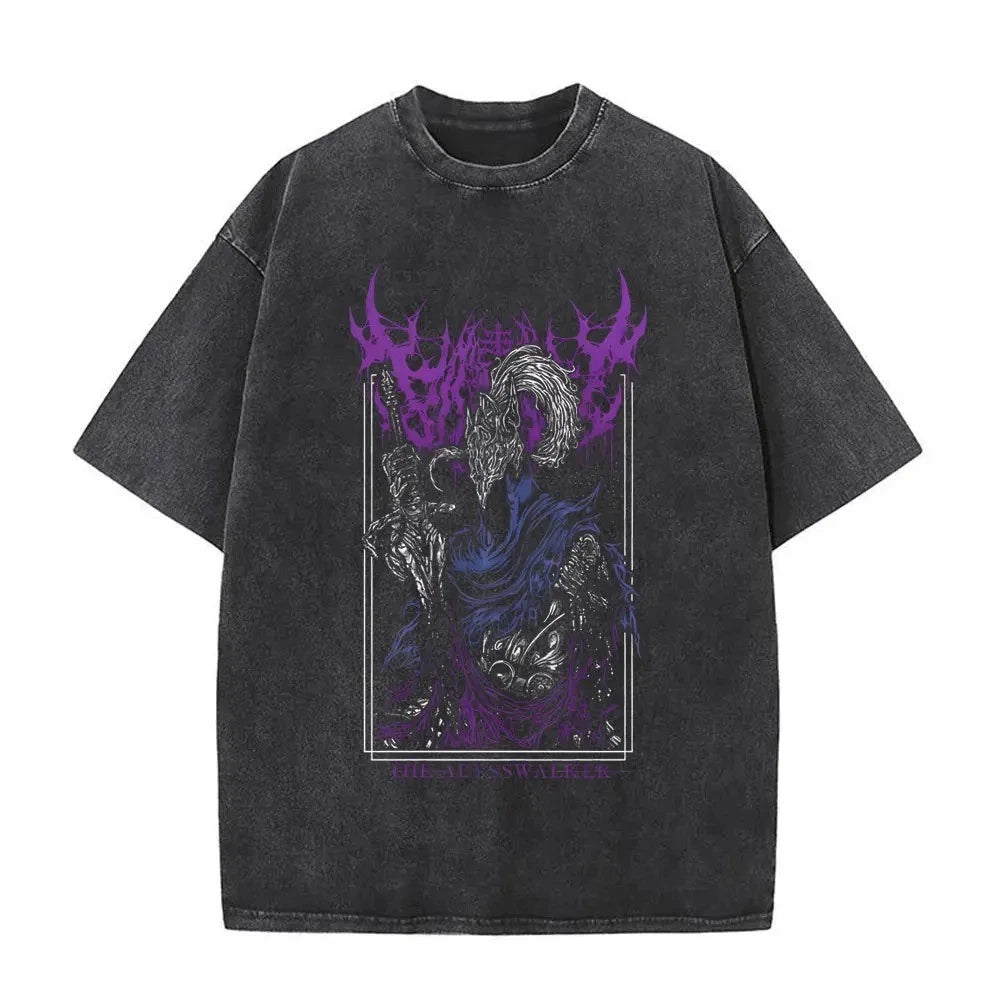 Dark Souls Artorias T Shirt Abysswalker Vintage Washed Oversized Graphic Men Tee