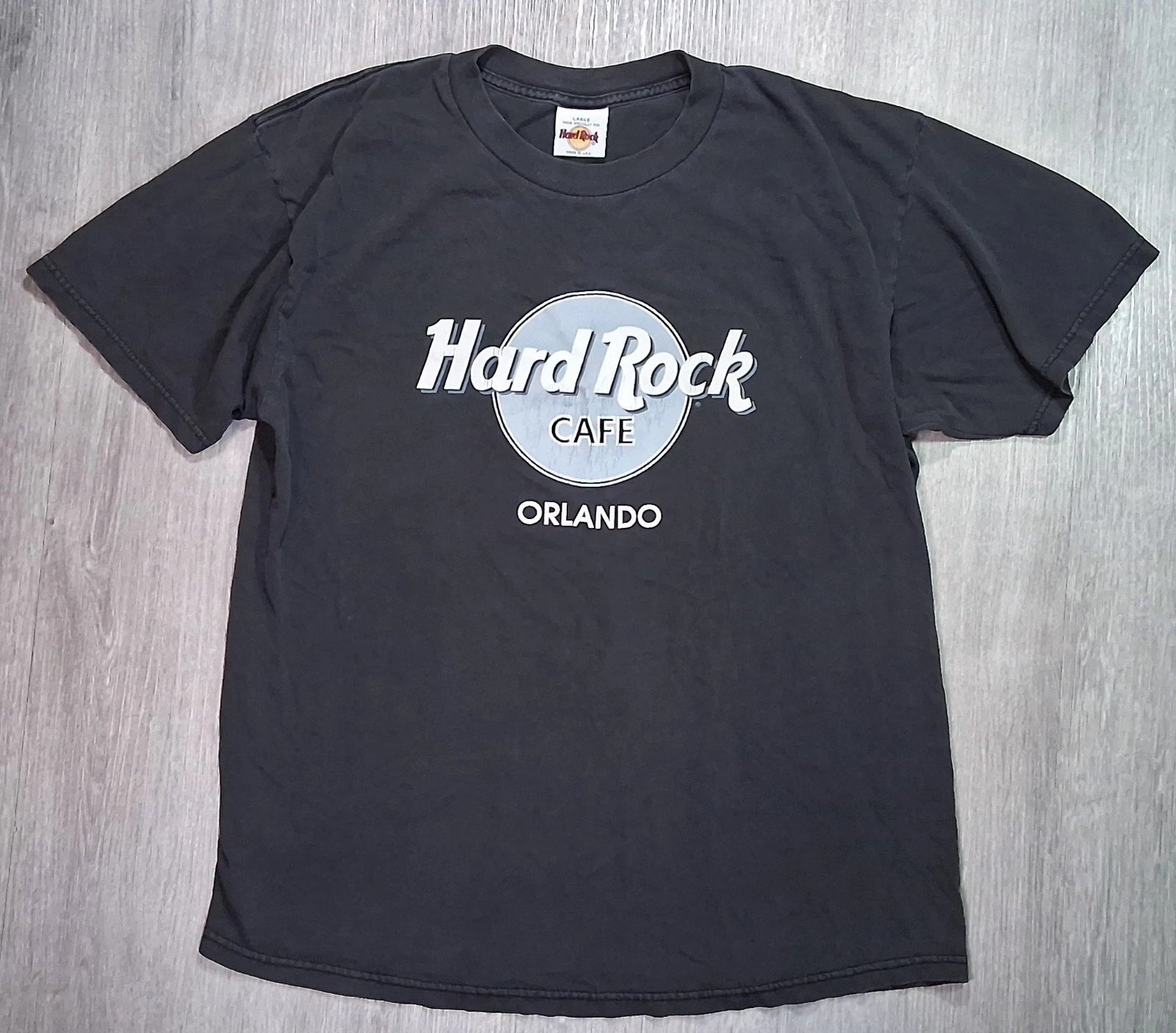 VINTAGE 90s HARD ROCK CAFE Orlando Black T-Shirt, Size Large USA 1999/Y2K