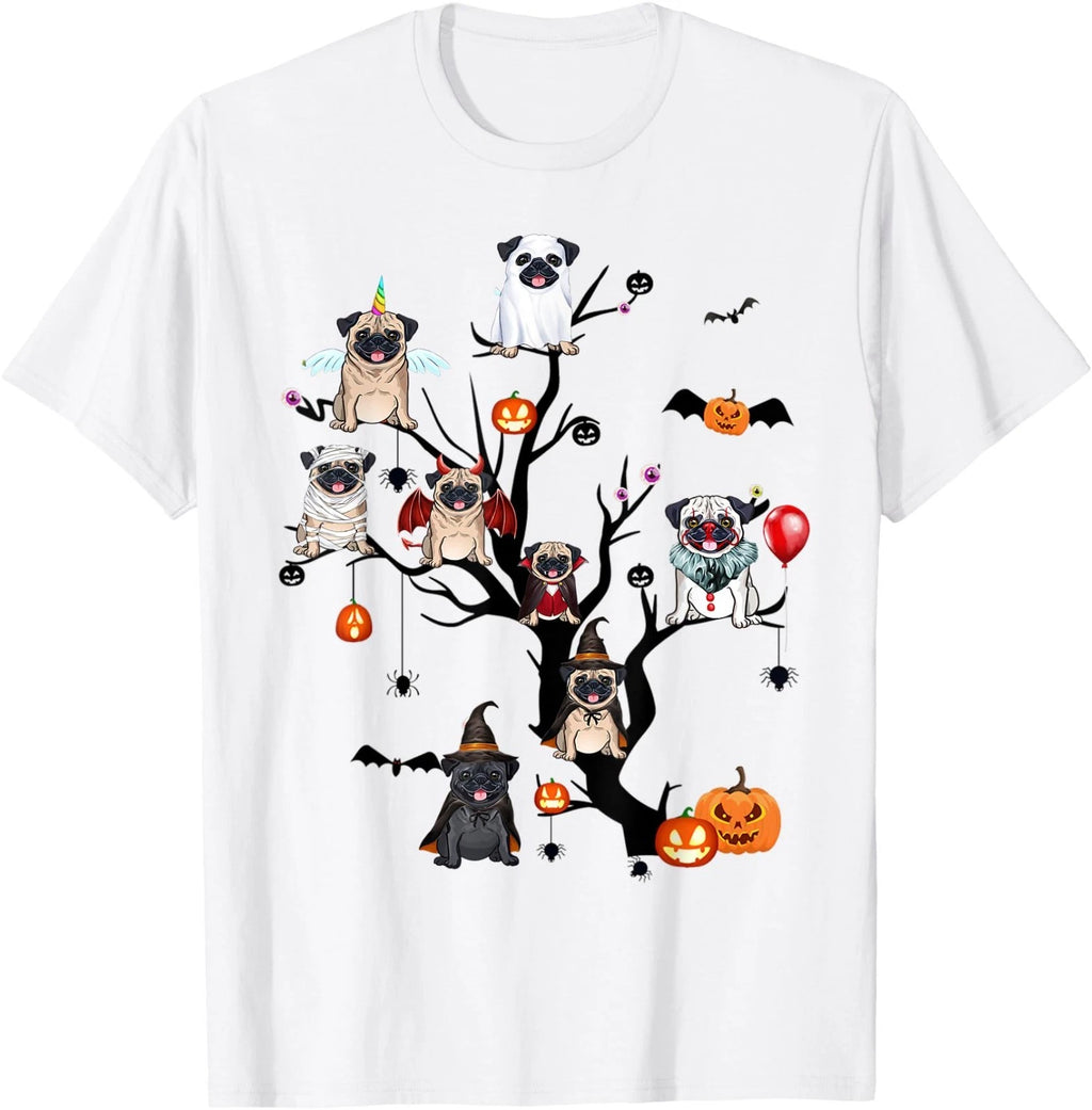 Funny Pug Dog Horror Movies Cute Halloween for Dog Lovers Men T-Shirt