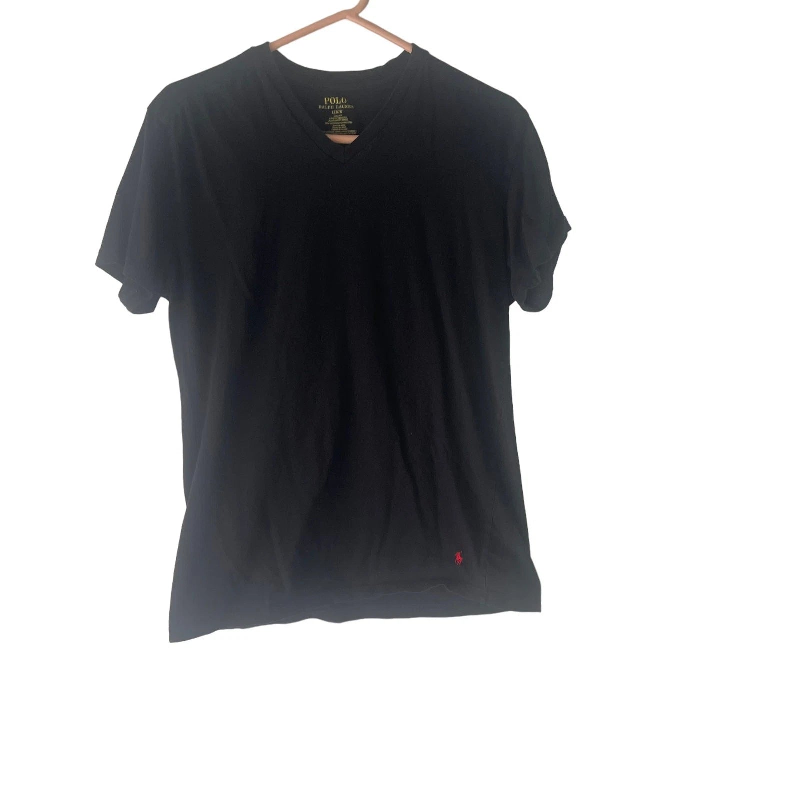 Polo Ralph Lauren Men's Size Large Slim Fit Black V Neck Short Sleeve T Shirt