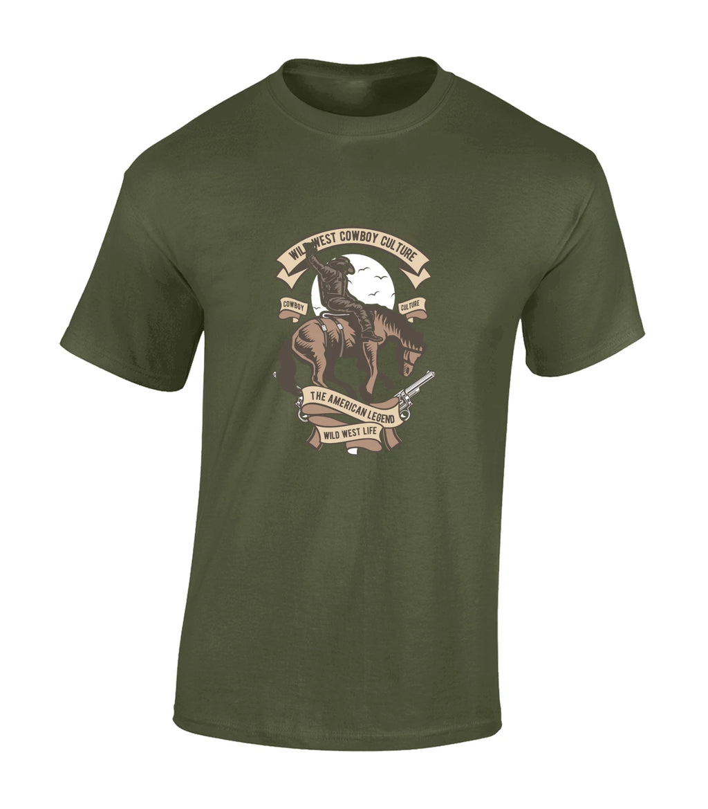 WILD WEST COWBOY CULTURE MENS T SHIRT FUNNY COOL COWBOYS DESIGN TOP