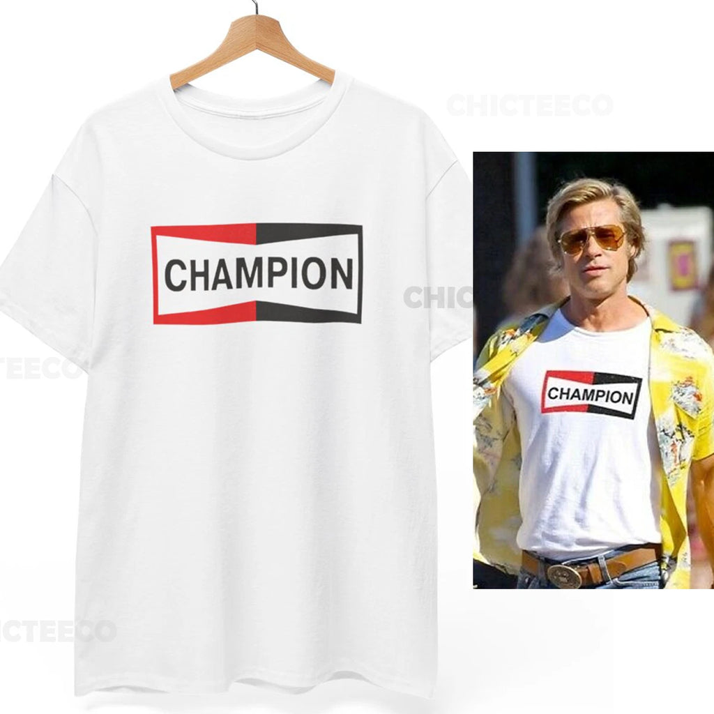 Brad Pitt Champion T-Shirt Cliff Booth Once Upon a Time In Hollywood Unisex Tee