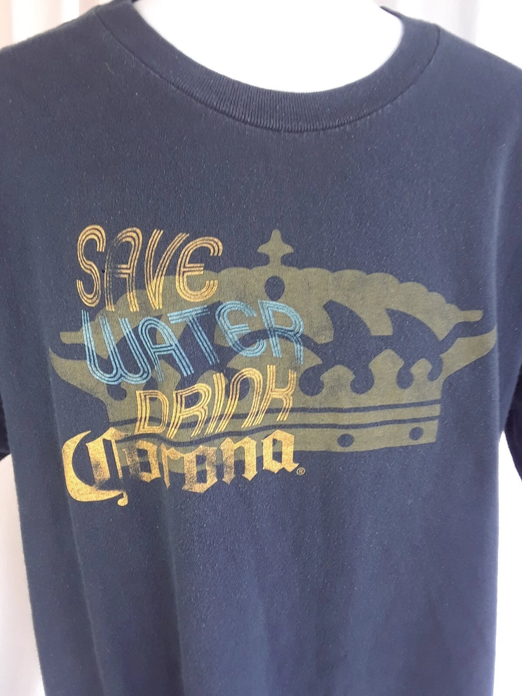 Corona T-shirt Vitg 90s   Save Water Drink Tourist Tee L navy blue D7