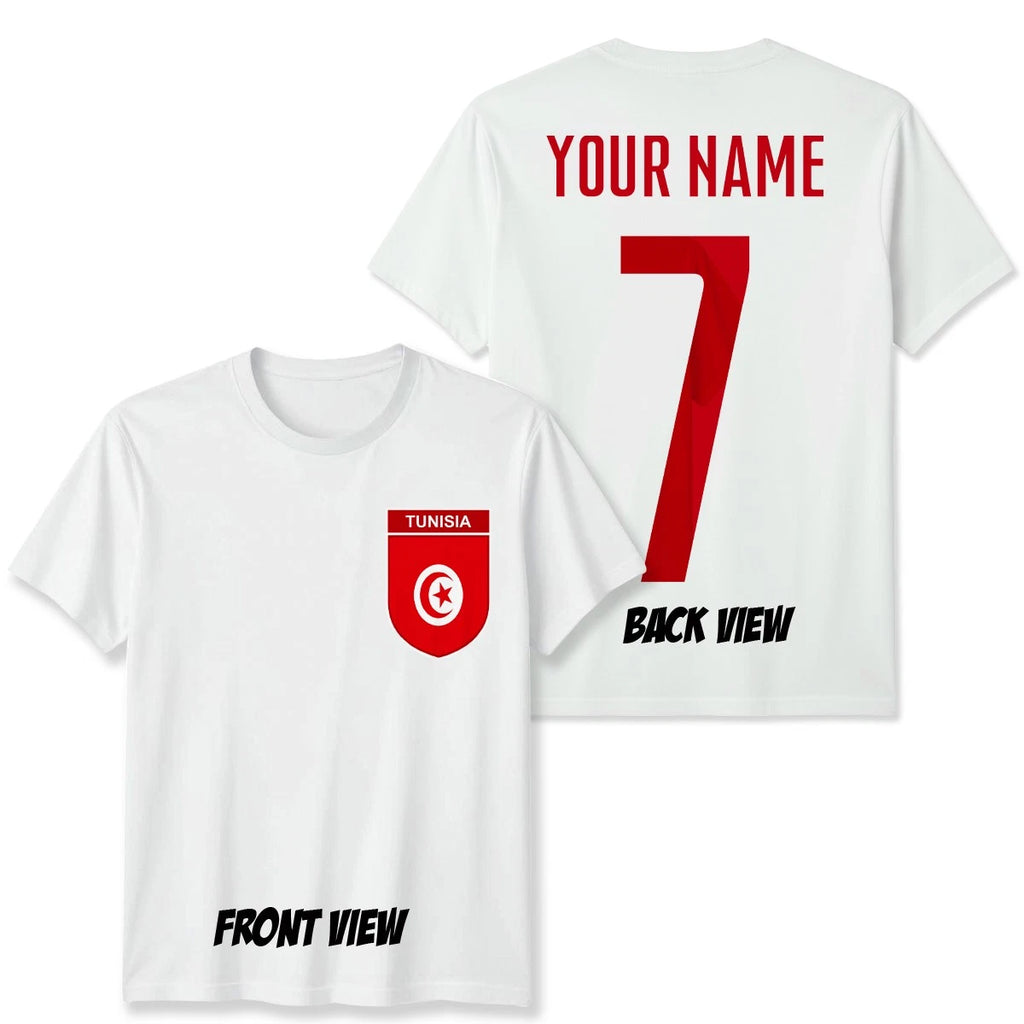 Personalised Tunisia Football Unisex Kids T-Shirt Name Number Tee #WC