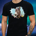 Mens Donkey Floral Print Cotton T-Shirt Size S to 5XL
