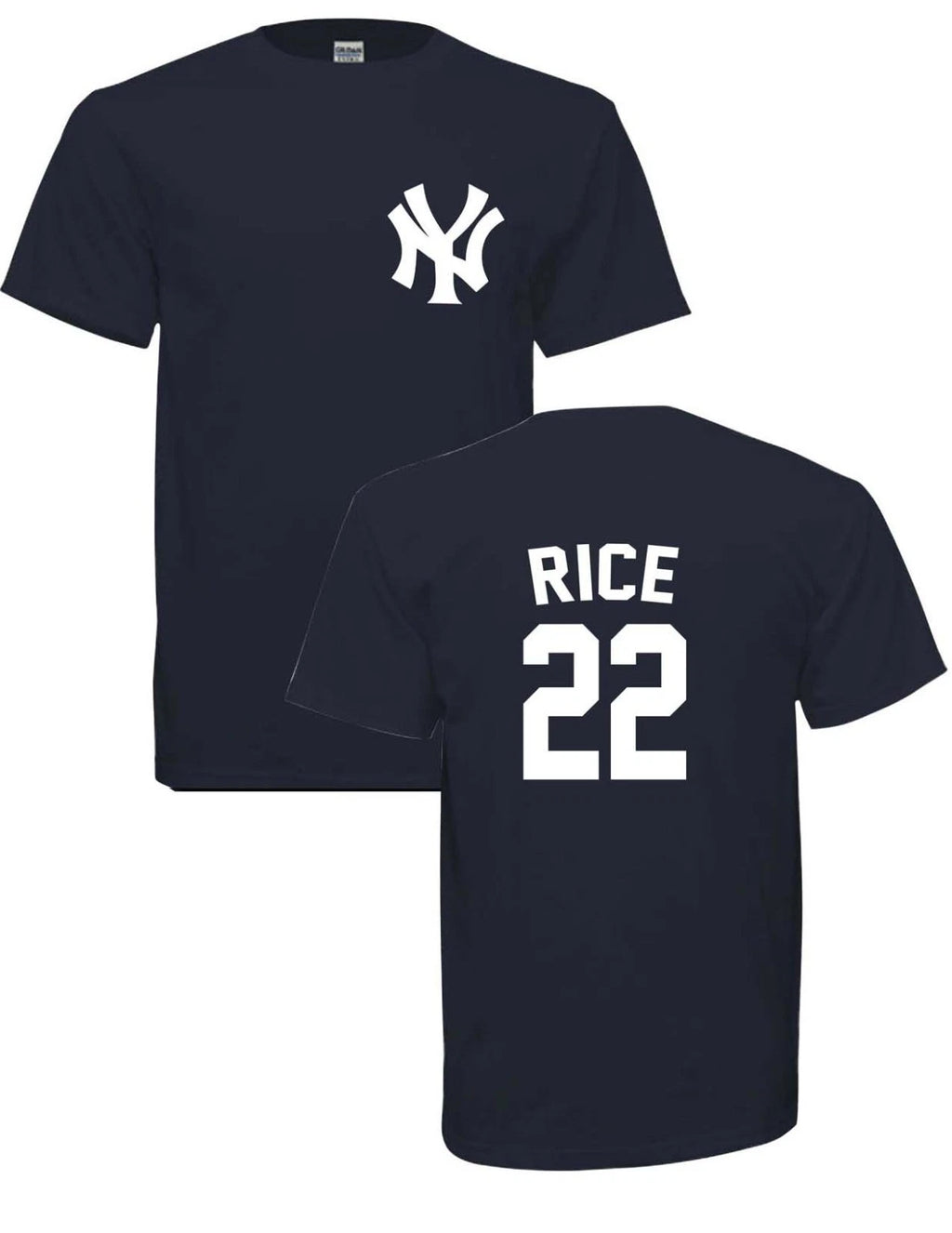 ADULT Rice # 22  NEW YORK YANKEES T-SHIRT NAVY   FREE SHIPPING