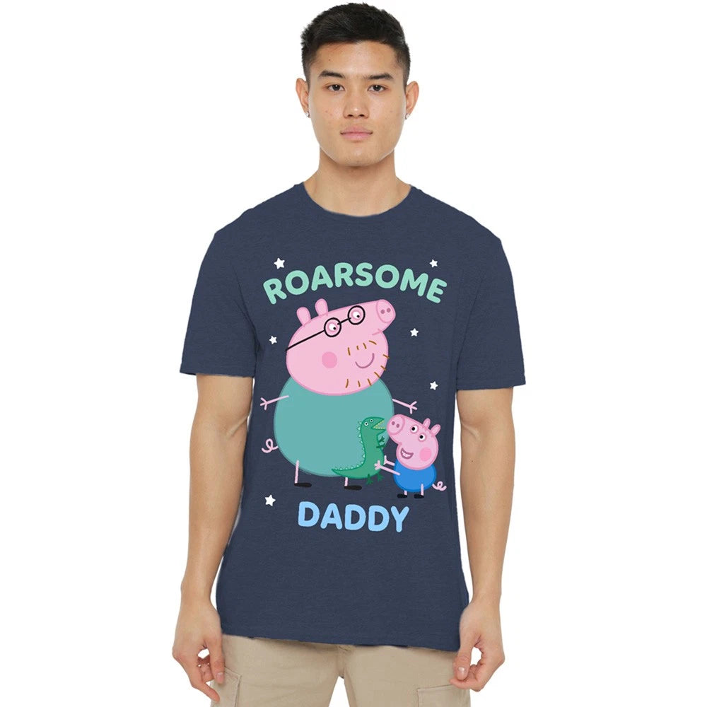 Peppa Pig Roarsome Daddy Pig T-Shirt S-3XL, Heather Navy