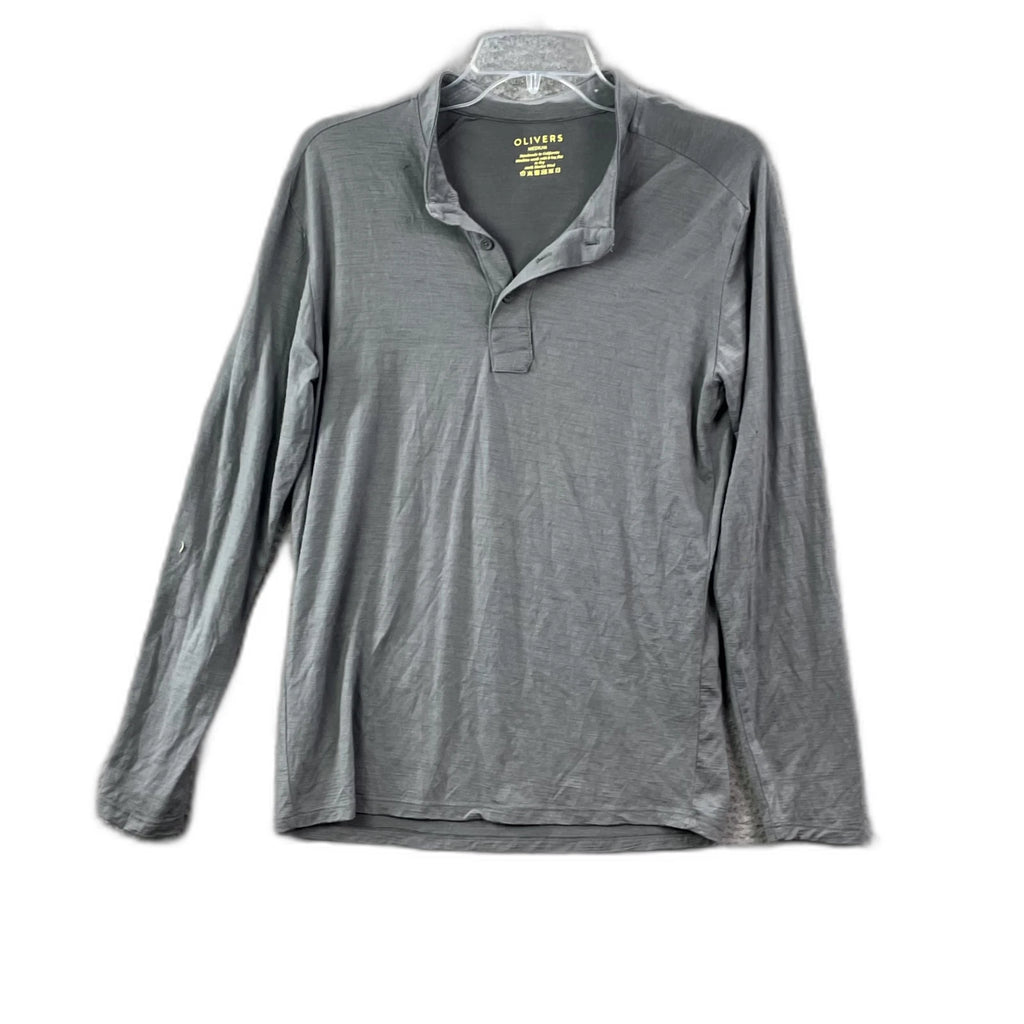 Olivers Henley Shirt Mens Medium Gray Long Sleeve Streetwear Minimalist Camping
