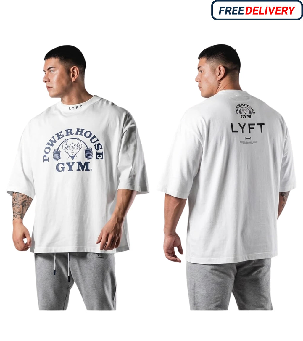 LYFT JOINTLY OVERSIZED COTTON T-SHIRT GYM BODYBUILDING LOOSE PRINT SHIRT TOPS