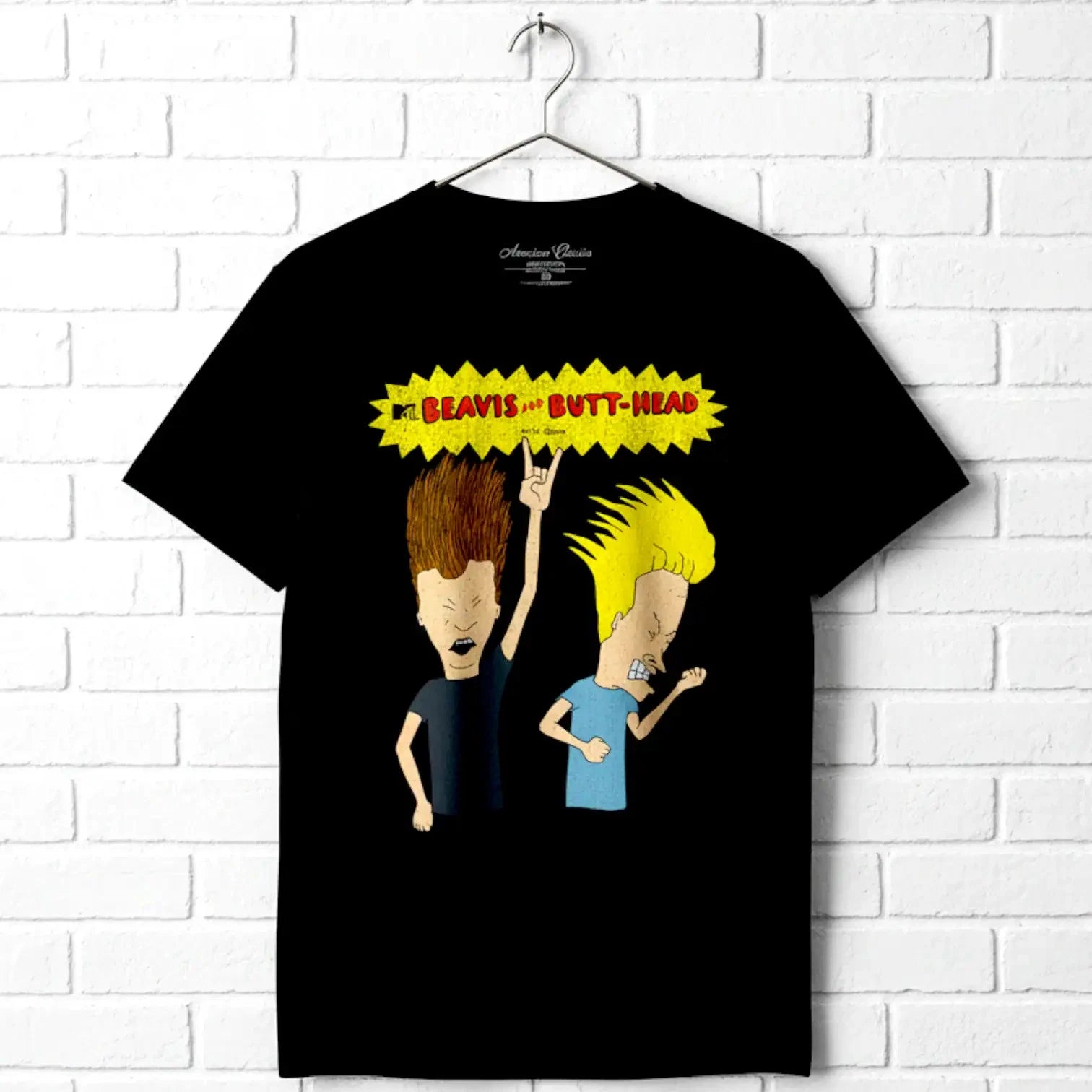 Beavis and Butthead Rockin Out to Heavy Metal Men's T Shirt Air Guitar Hair