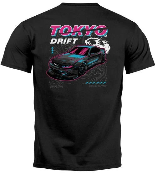 Tokyo Japan Racing Car Urban Fashion Back Print and Chest Logo Men's T-Shirt
