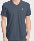 Psycho Bunny Men's Gray Heathered V Neck Short Sleeve Bunny Logo T Shirt 4 US Sm