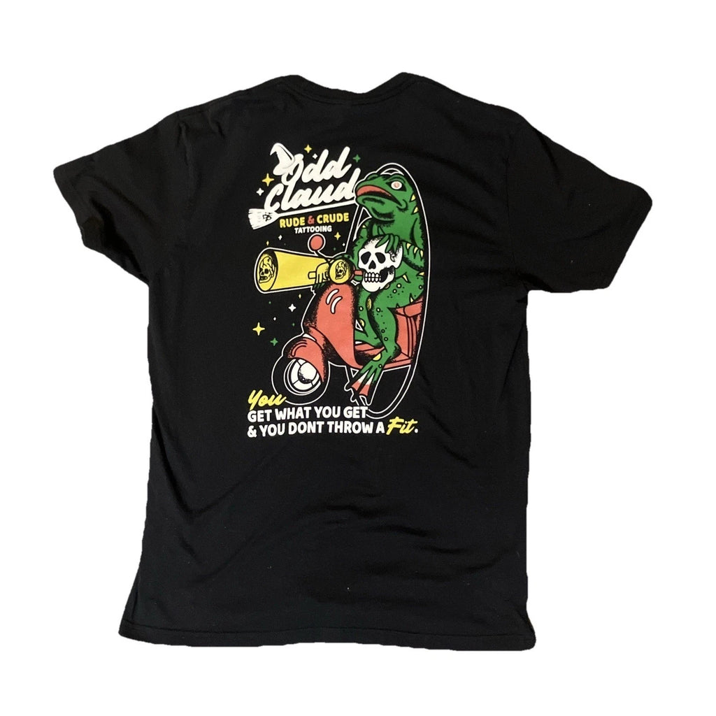 Vintage-Inspired Black Graphic Tee – Size L | Biker, Grunge, Gothic Aesthetic