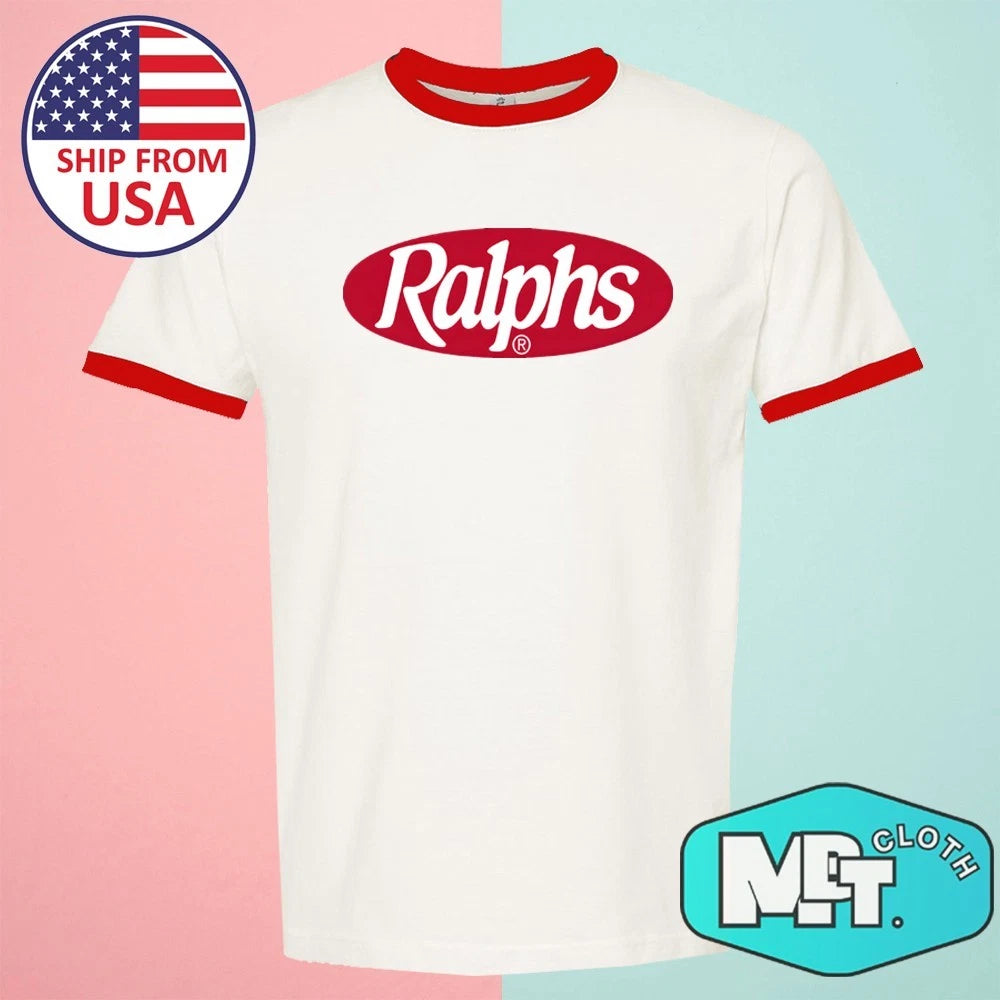 Ralphs Supermarket California Grocery Men's Ringer Red Size S-3XL