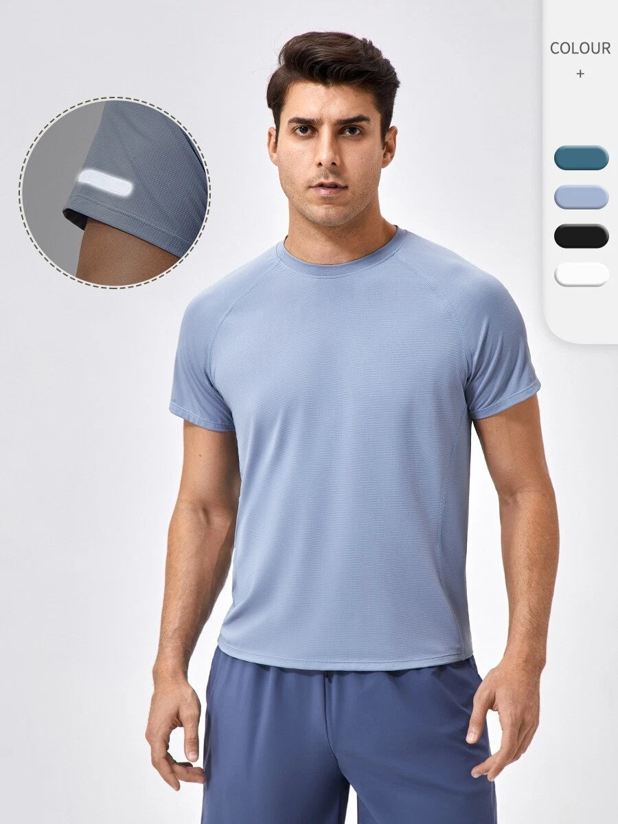 Men's Sports Short Sleeve T-Shirt Quick Dry Round Neck Shirts