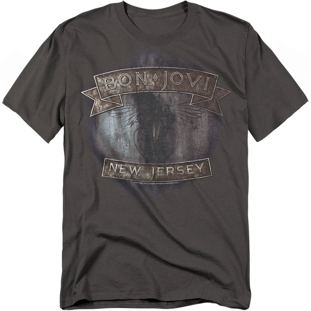 Bon Jovi New Jersey T-Shirt S-4XL, Charcoal