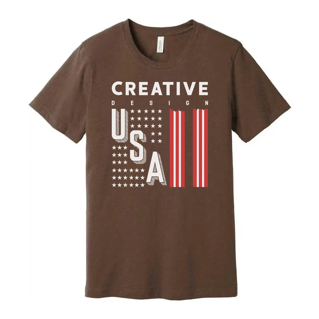 Unisex Graphic Tee With USA Flag Stripes Design And Creative Typography For Ever