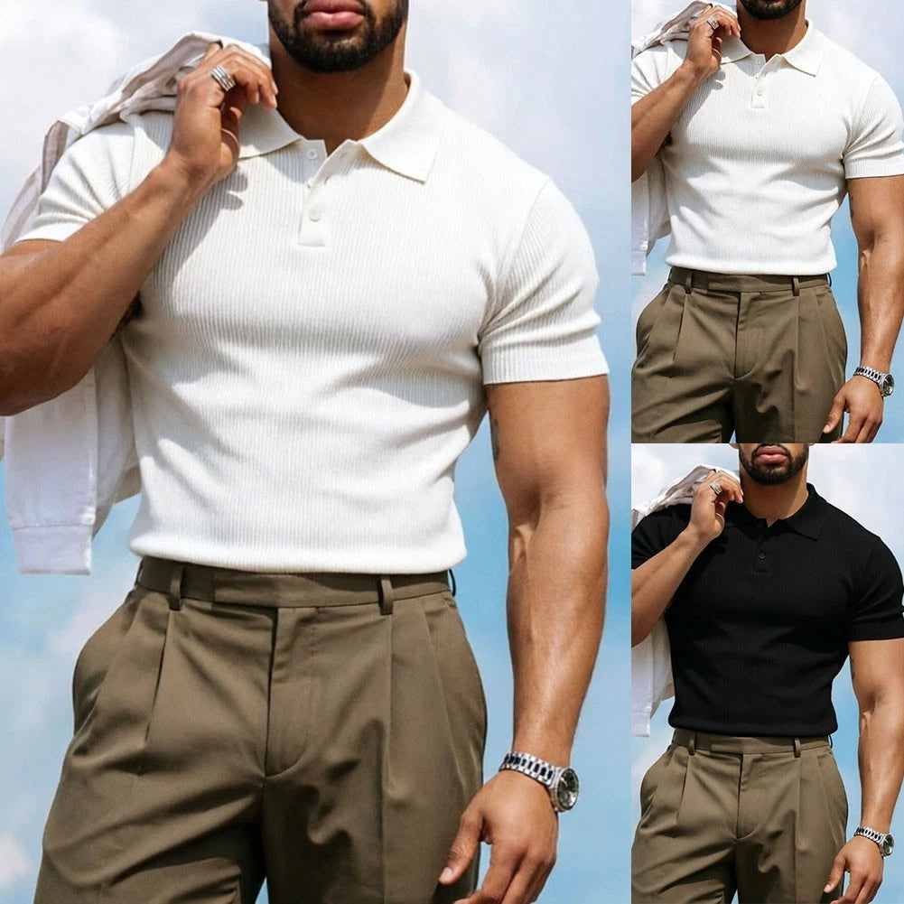 Thread Detail For Summer Daily Wear Men Business Shirt Breathable Lapel Shirt