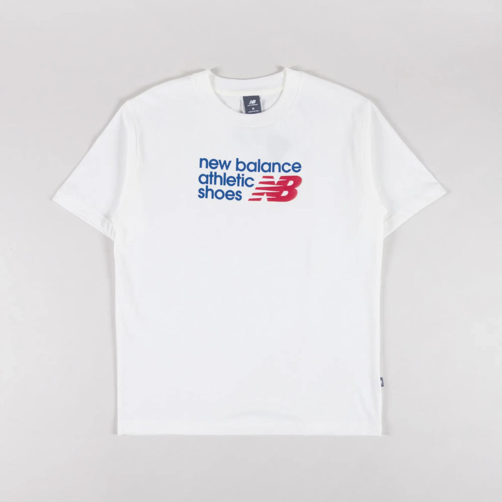 New Balance White Athletics Premium Relaxed Chest Logo T-Shirt - Medium RRP £35
