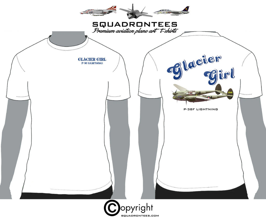 P-38 Glacier Girl -  Premium Plane Art T-Shirt