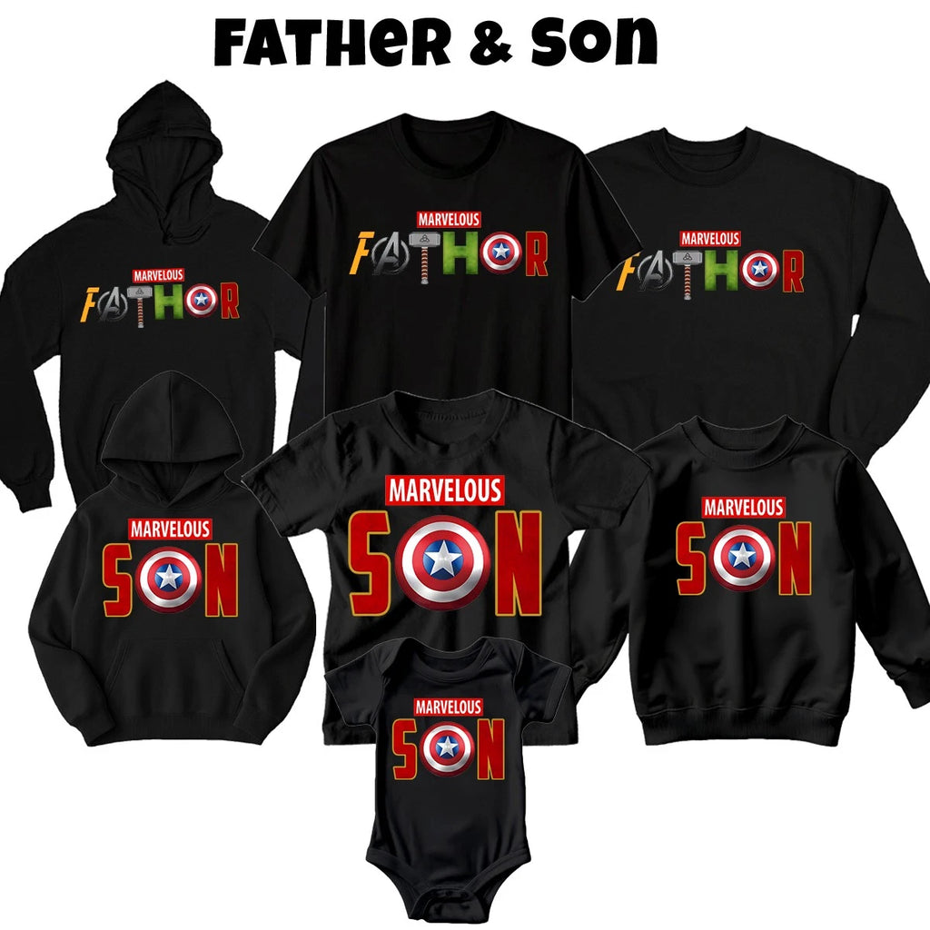 Father Son Matching Outfits Mens Boys T-Shirts Hoodie Sweatshirt Fathers Day Lot