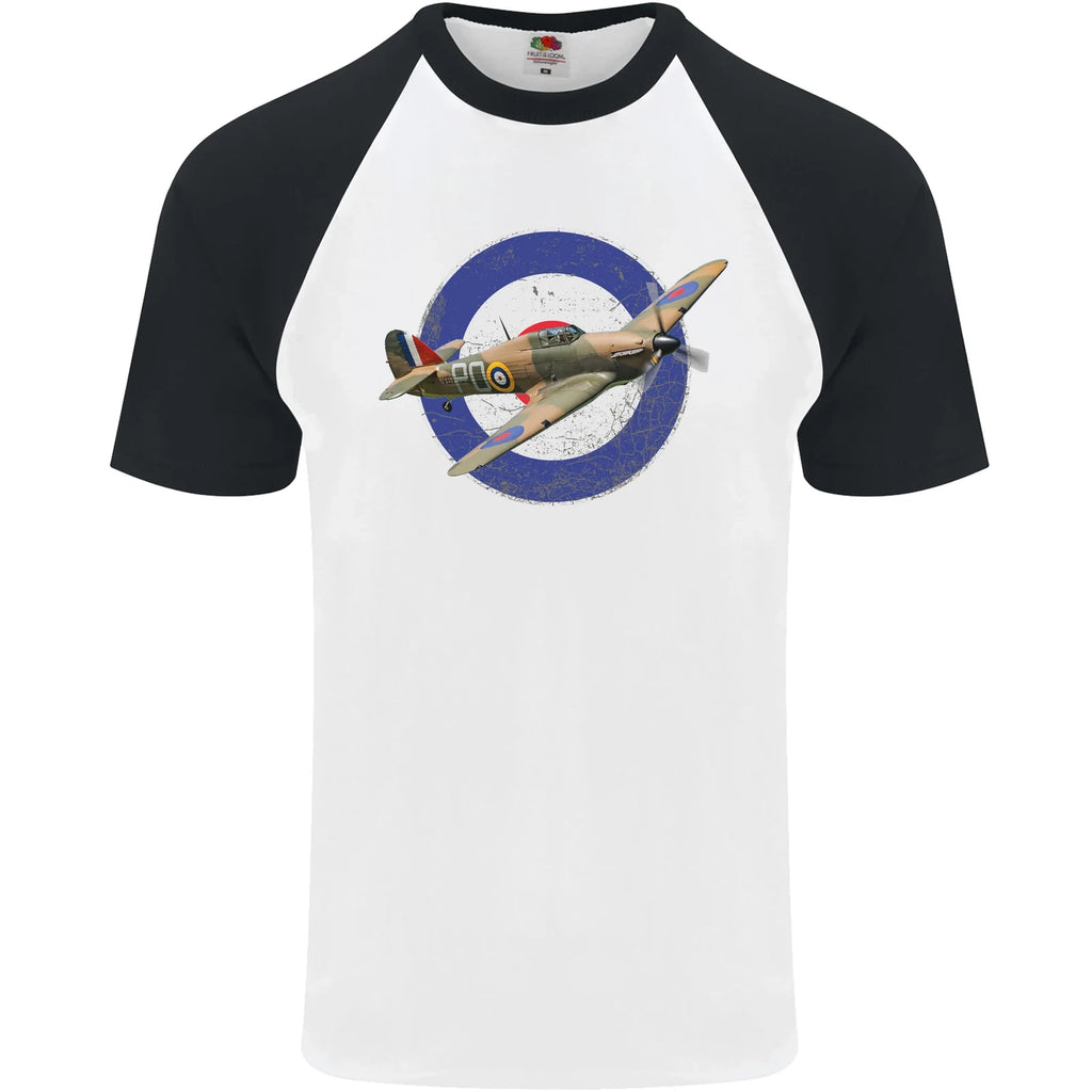 Hawker Hurricane With RAF Ensign Mens S/S Baseball T-Shirt