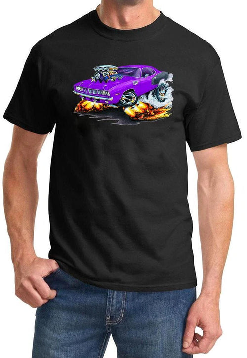 1971 Plymouth Hemi Cuda Full Color Cartoon Tshirt NEW FREE SHIPPING