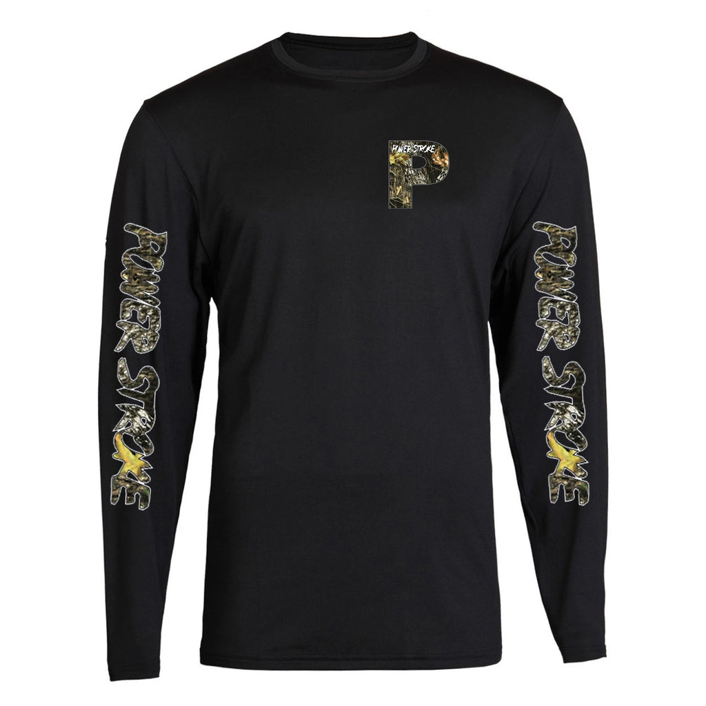 Camo Powerstroke T-Shirt Unisex Black Color Front S - 2XL Long Sleeve