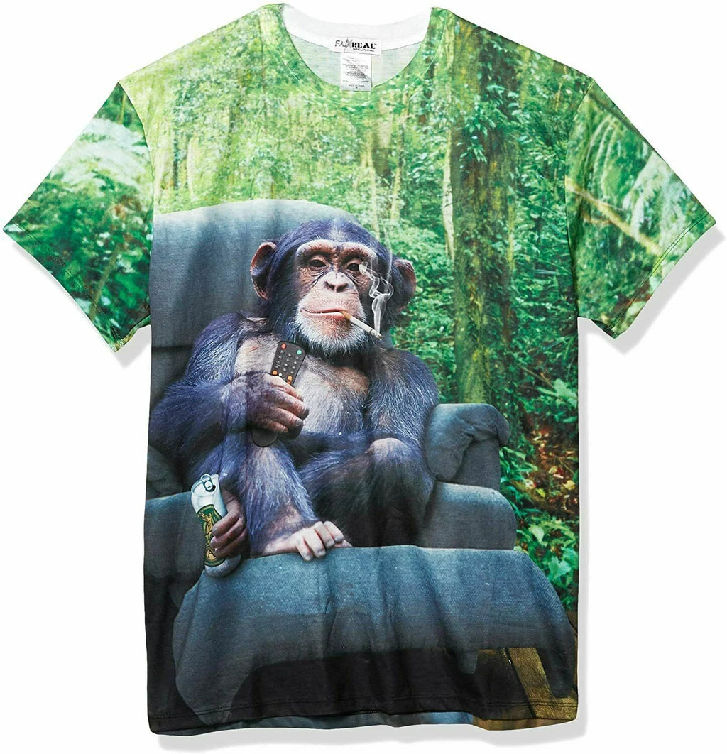 Faux Real Mens Lazy Chimp Novelty Costume Shirt Small