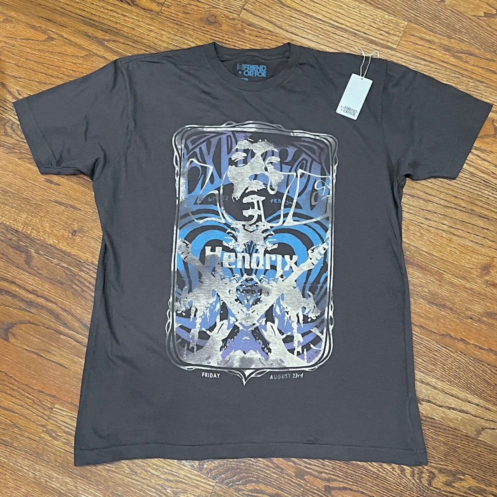 Friend Or Foe Jimi Hendrix Vintage Washed Black Tee Size Medium - Brand New