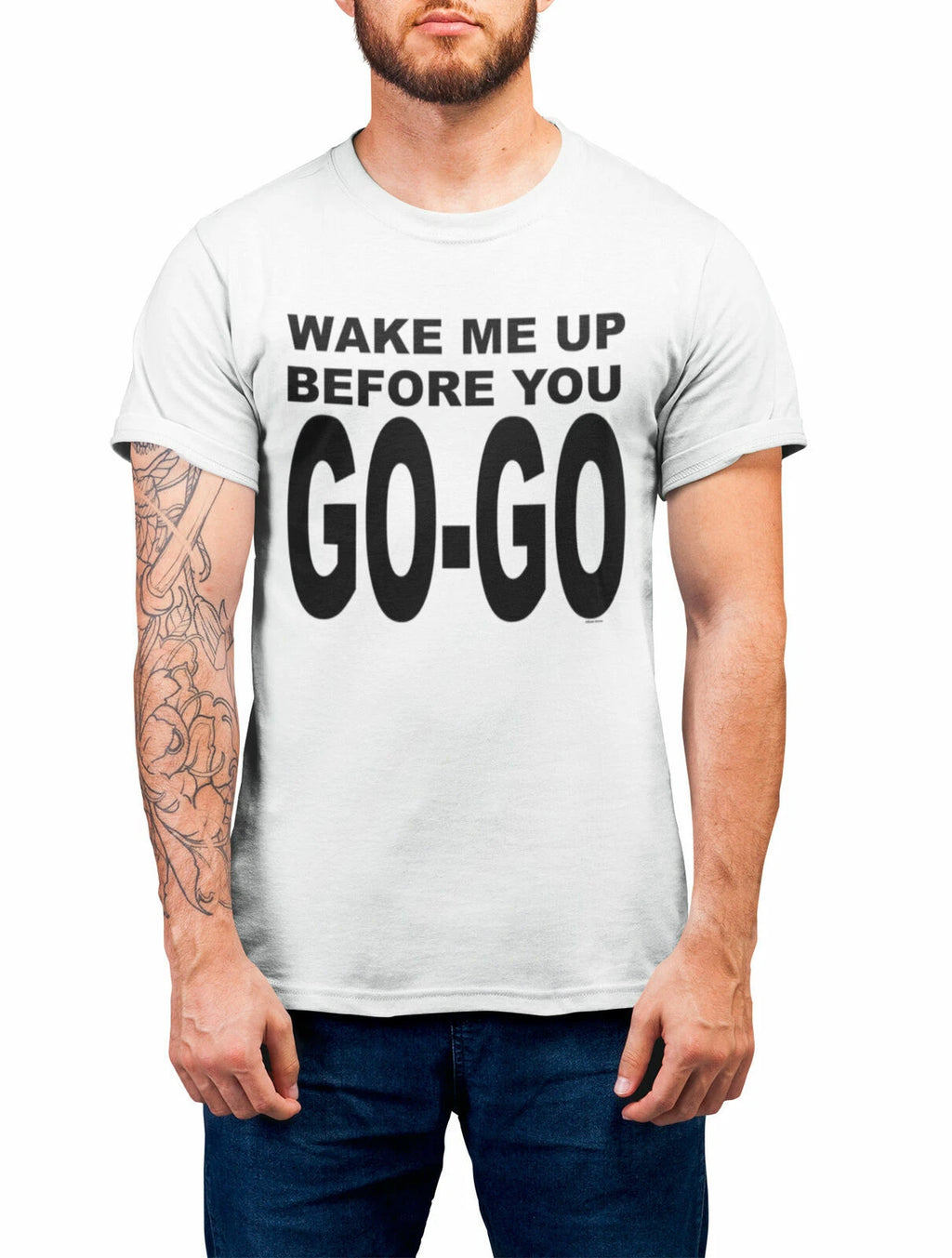Mens Wake Me Up Before You Go Go T-Shirt   Music Wham Fancy Dress 80s