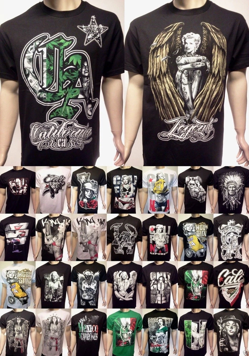 MARILYN MONROE HIP HOP  T-SHIRTS CALIFORNIA LAKERS RAIDERS VIVA MEXICO WEED