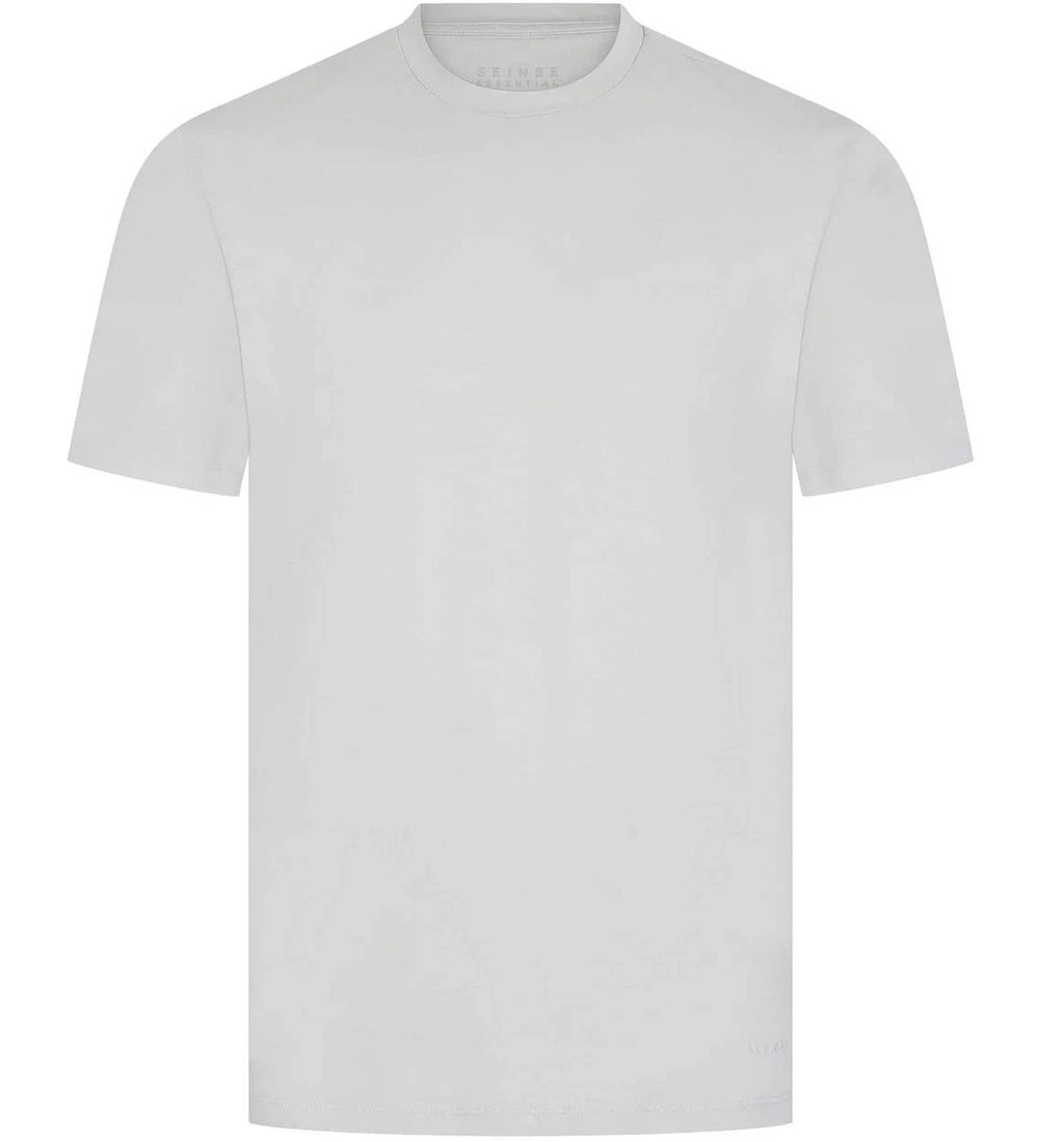Sseinse T-Shirt Mens Essential Fitted Crew Neck Jersey Cotton Tee in Light Grey