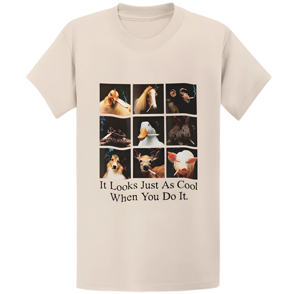 Gildan 5000 It Looks Just As Cool Animals Smoking T-Shirt - Funny Meme Gift Tee