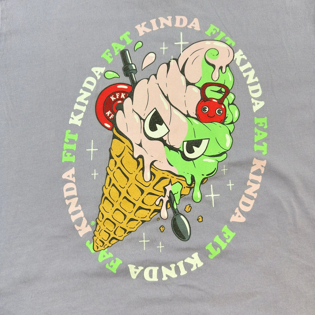 Kinda Fit Kinda Fat Apparel Mens XL Purple Ice Cream Graphic T-Shirt Cotton Gym